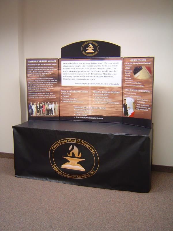 for Trade Shows and Presentations 3-Panel Tabletop Exhibition Board Black and Gray Hook & Loop-Receptive Fabric 72 x 36 