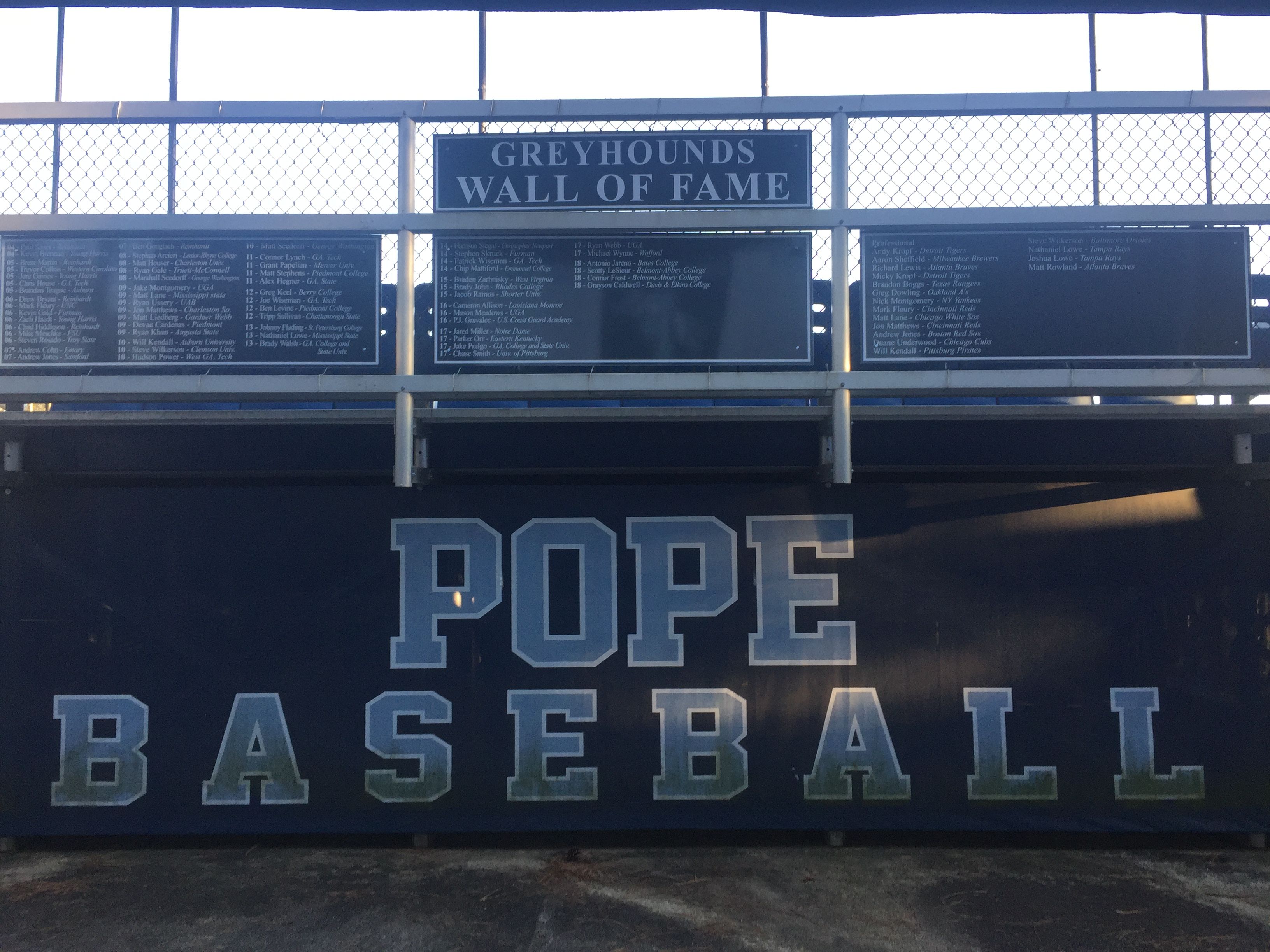 Pope High School Baseball Signs