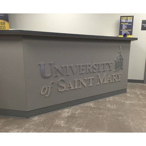 Dimensional Letters & Logo on Desk for University of St. Mary