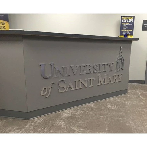 Dimensional Letters & Logo on Desk for University of St. Mary