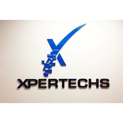 Blue and Black 3D Letters with Logo