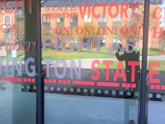 Colorful Window Graphic with Text