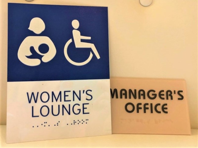 Womens Lounge ADA Sign with Braille