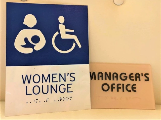 Womens Lounge ADA Sign with Braille