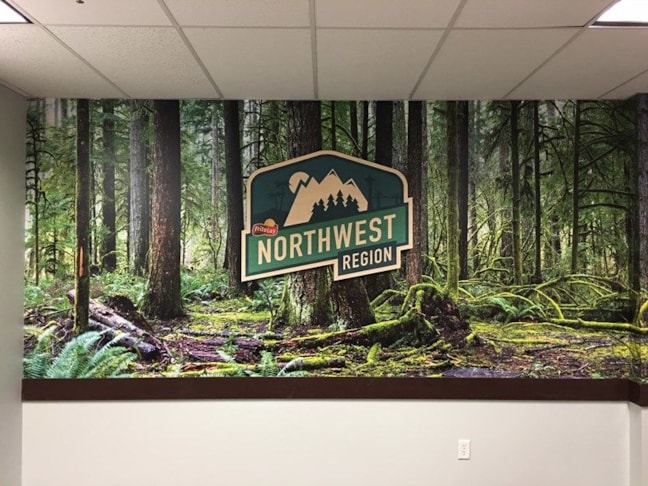 Nature Scene Wall Mural with Logo and Text