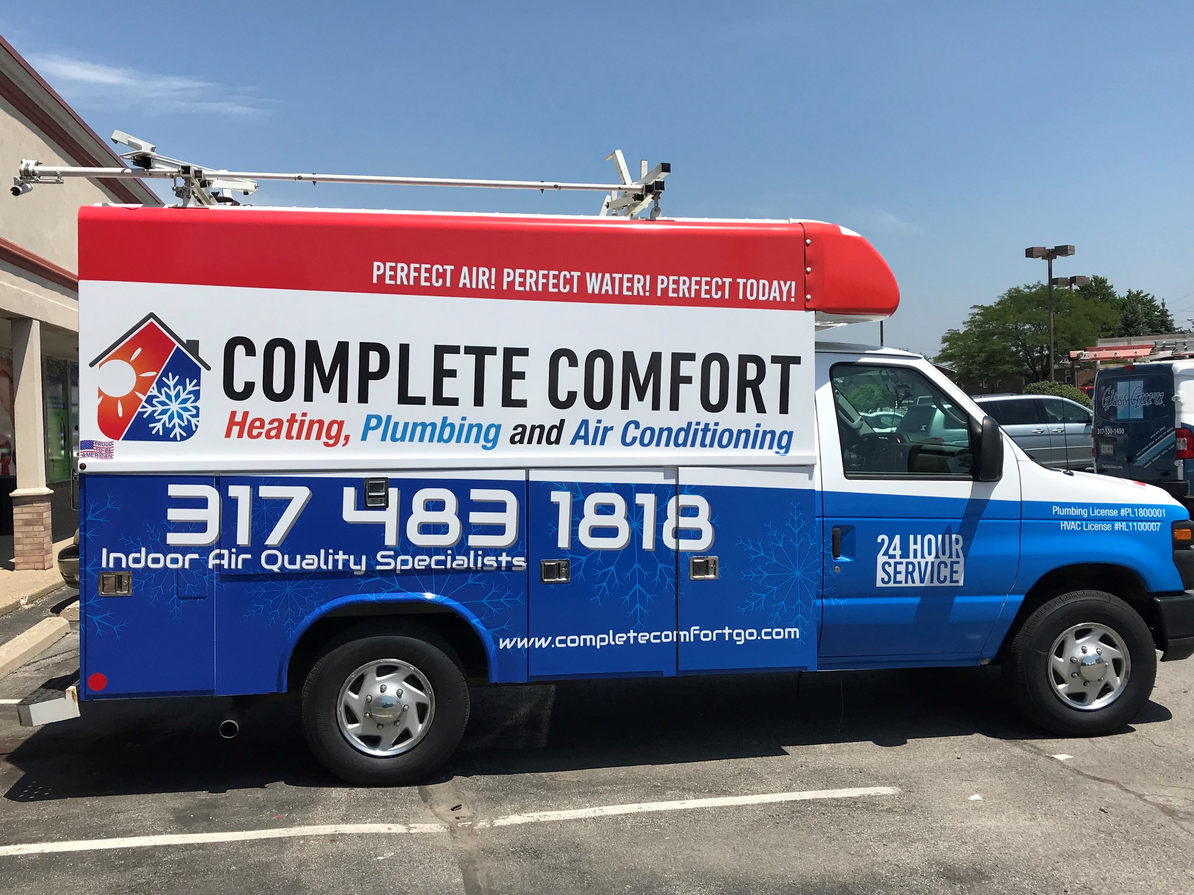 Full Vehicle Wrap for Complete Comfort Heating and Plumbing and Air Conditioning in Greenwood, IN
