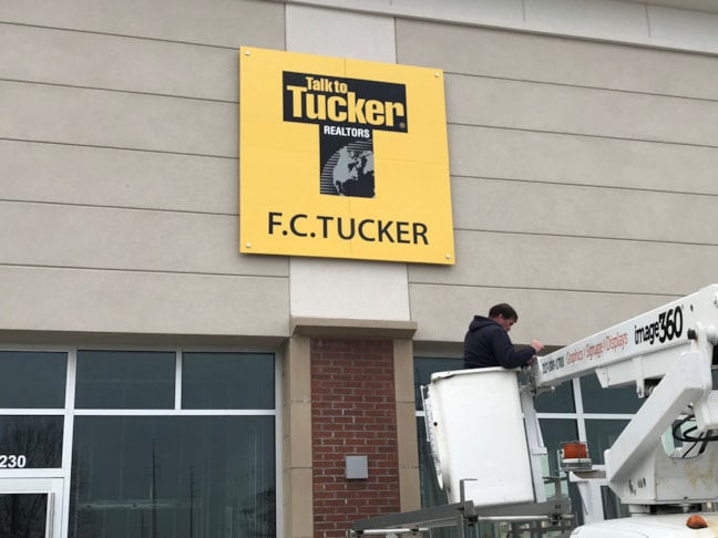 Exterior Signage, Building Sign, Storefront Signage for FC Tucker in Fishers, IN