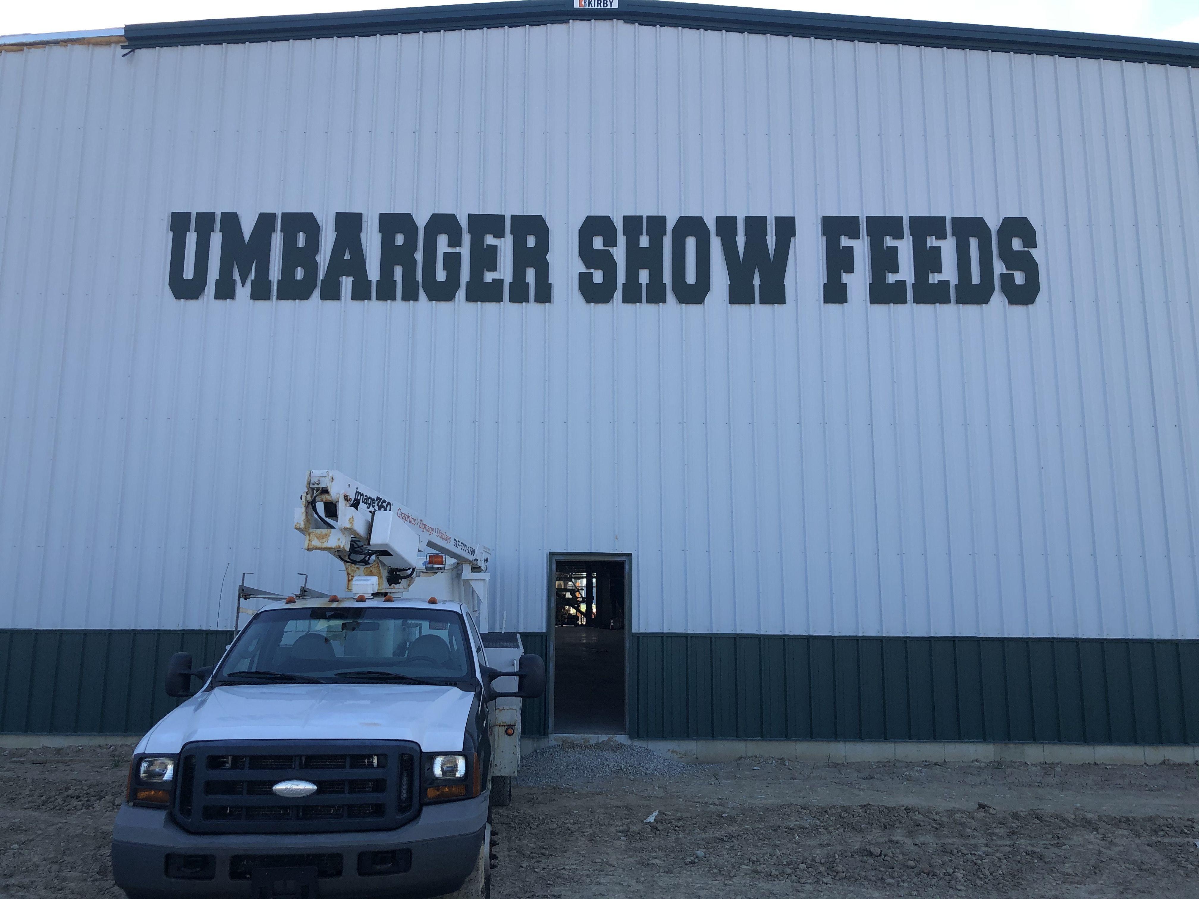 Dimensional Metal Sign Lettering for Umbarger Show Feeds in Franklin IN