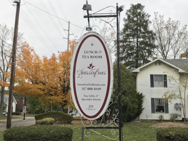 Metal Sign for Sassafras Tea Room in Greenwood IN