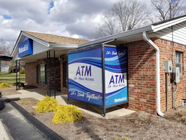 Window graphics for Mutual Savings Bank in Nineveh, IN