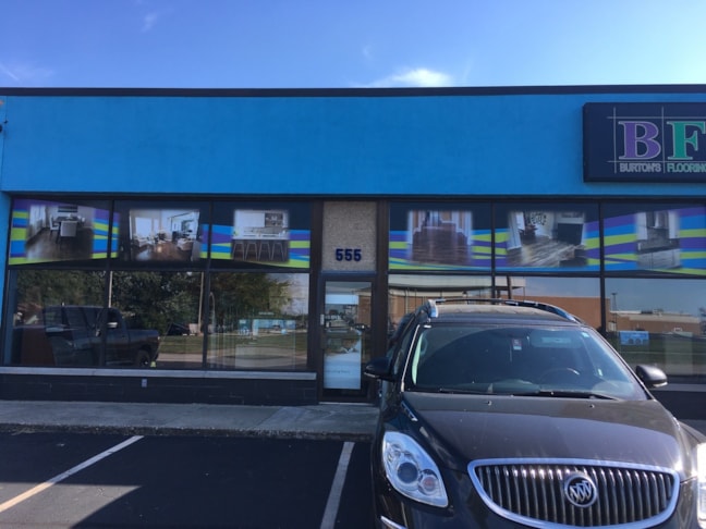 Window Graphics for Burtons Flooring Center in Franklin Indiana
