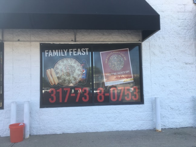 Window Signage for Jacks Pizza in Franklin, IN