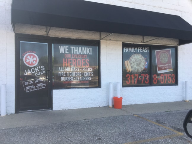 Window Signage for Jacks Pizza in Franklin, IN
