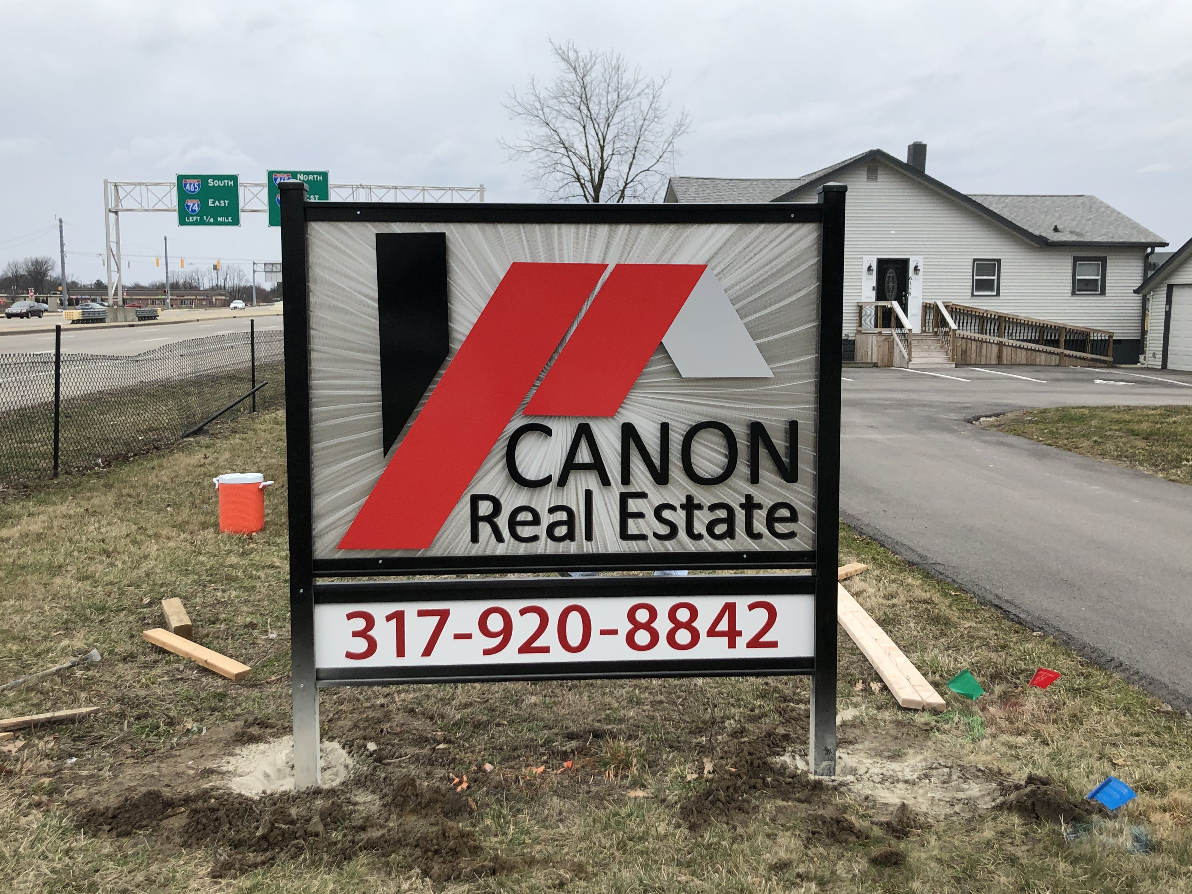 Post and Panel Sign for Canon Real Estate in Indianapolis,IN 