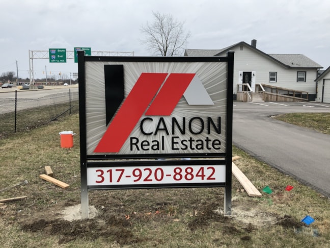 Post and Panel Sign for Canon Real Estate in Indianapolis,IN