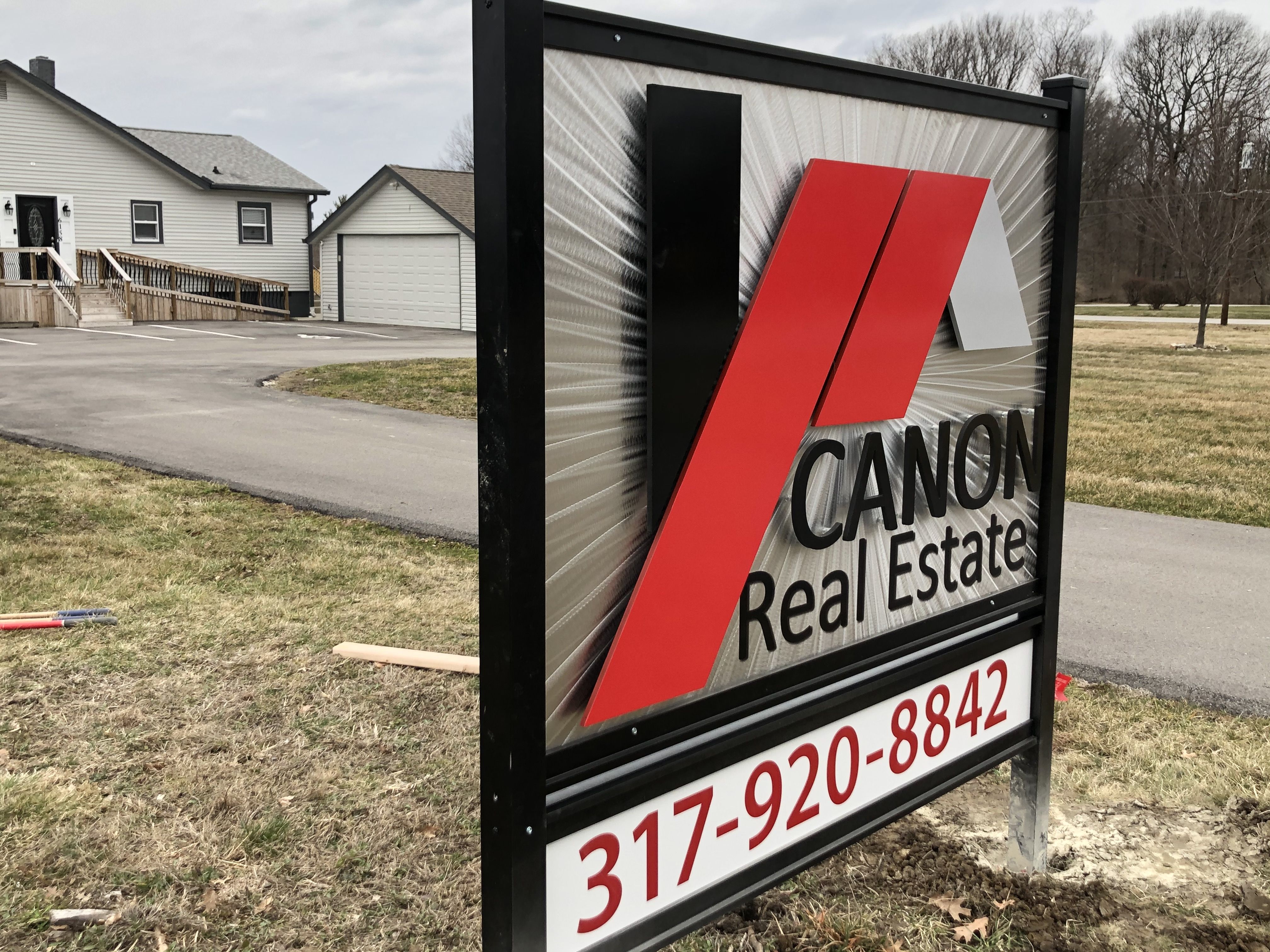 Post and Panel Sign for Canon Real Estate in Indianapolis,IN