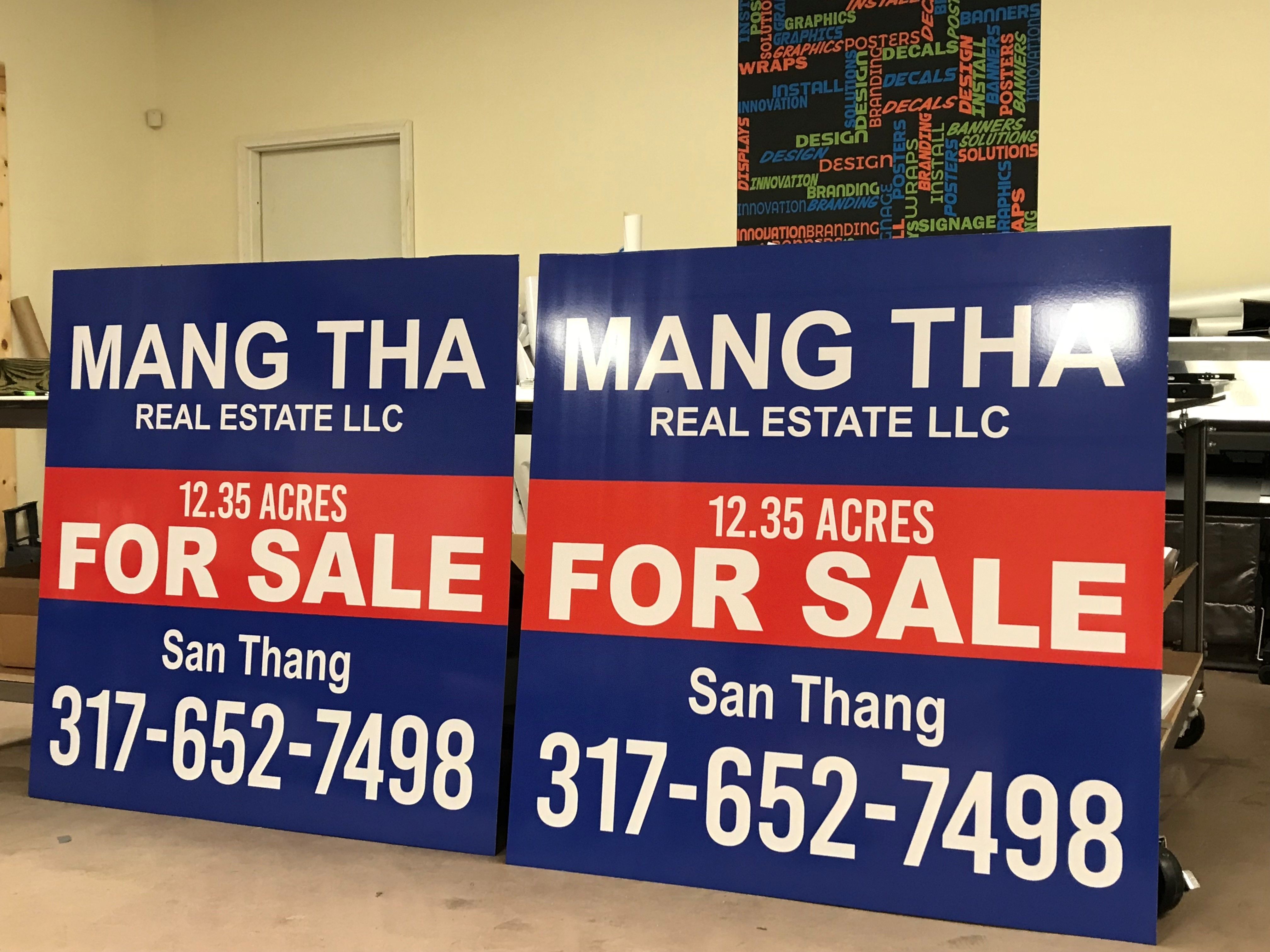 Post and Panel Sign for Mang Tha Real Estate in Indianapolis IN