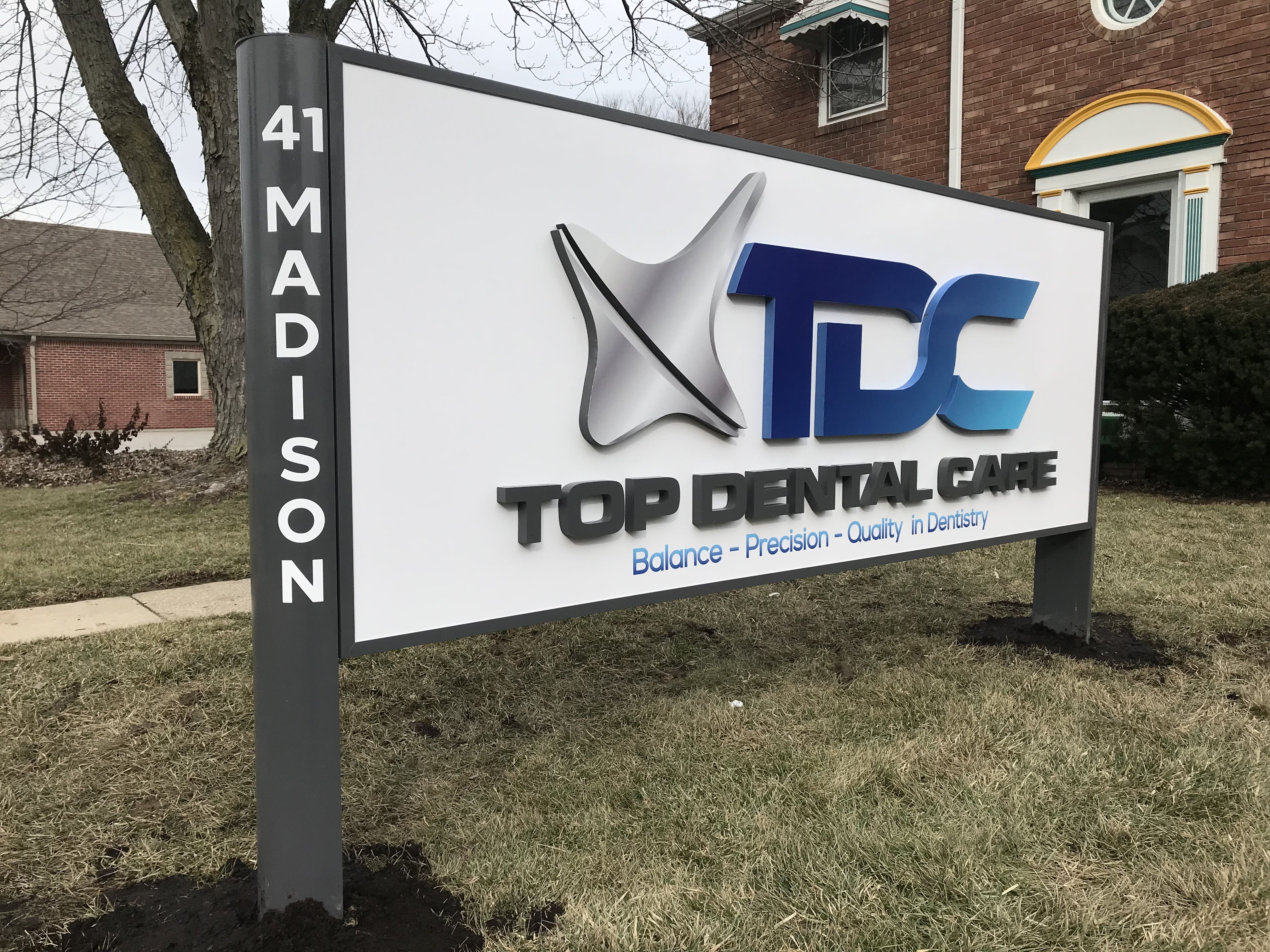 Dimensional Cabinet Sign for Top Dental Care in Greenwood IN