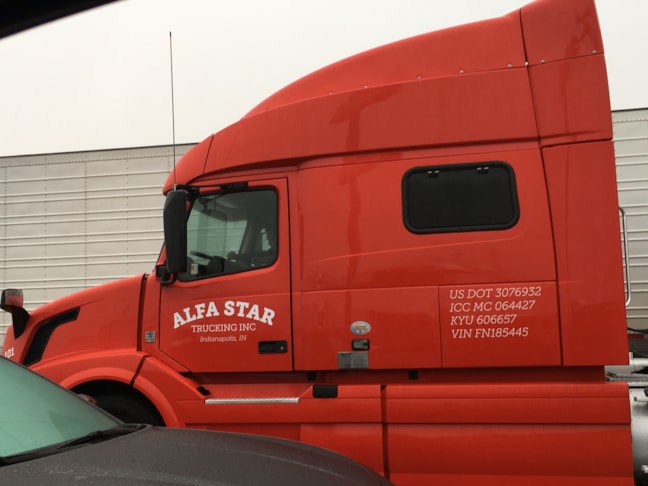 Vehicle Decal for Alfa Star Trucking Indianapolis,IN 
