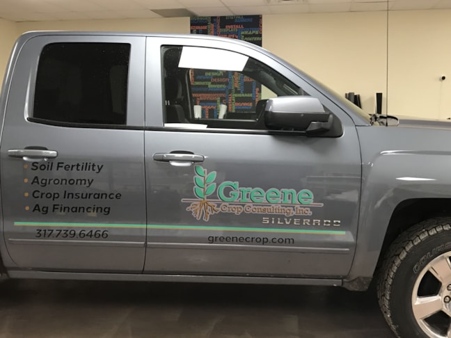 Vehicle Lettering for Greene Crop Consulting in Indianapolis IN