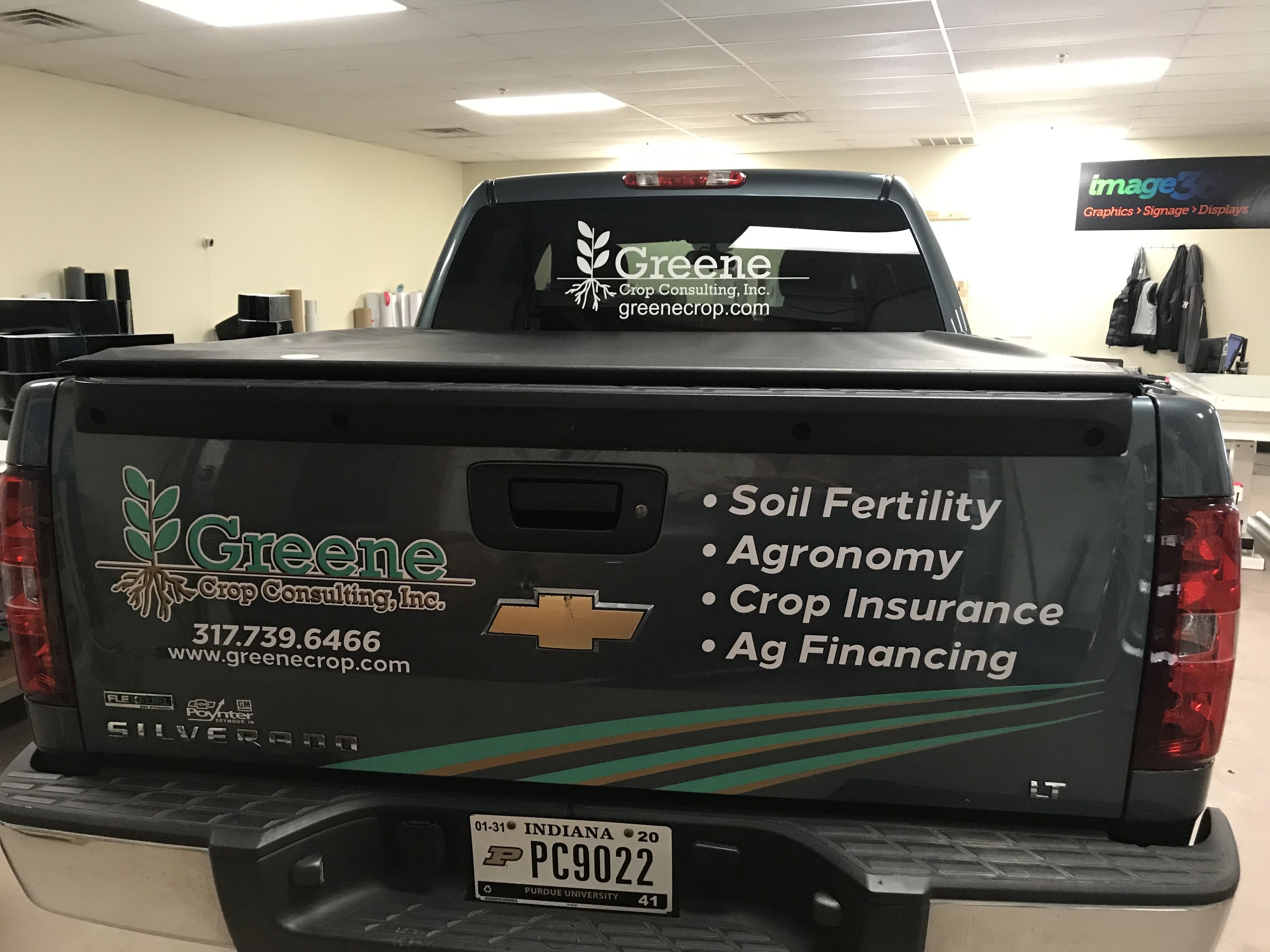 Vehicle Lettering for Greene Crop Consulting in Indianapolis IN