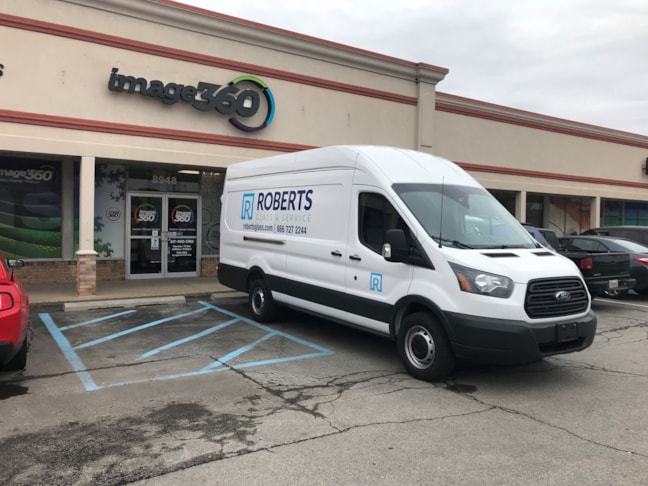 Vehicle decal installation for Roberts Glass & Service in Indianapolis,IN