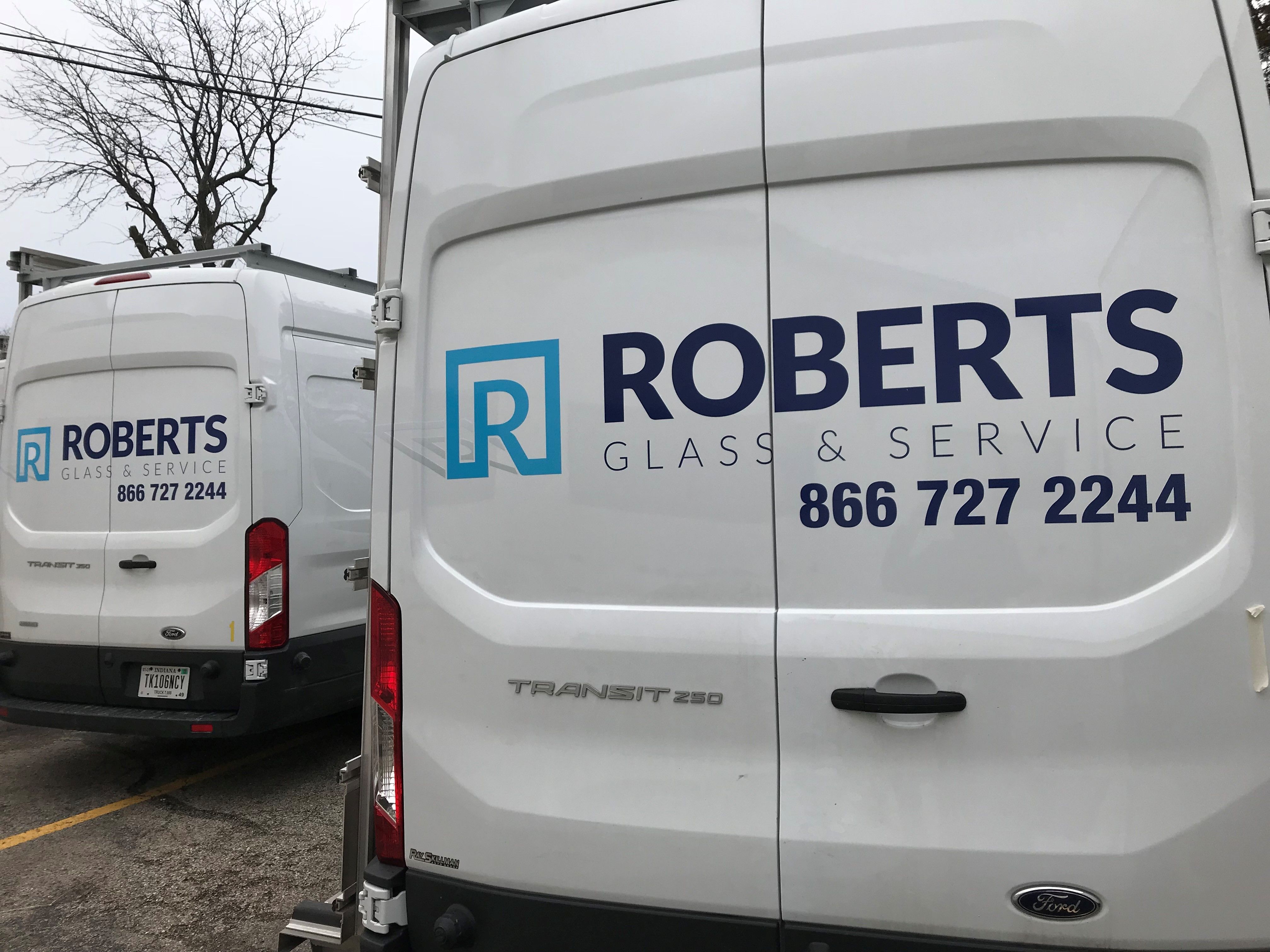 Vehicle decal installation for Roberts Glass & Service in Indianapolis,IN
