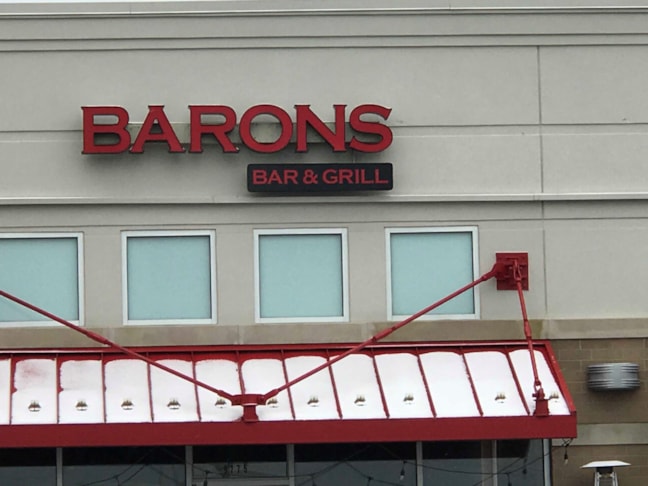 Illuminated Building Sign / Channel Letters for Barons Bar&Grill in Fisfers IN