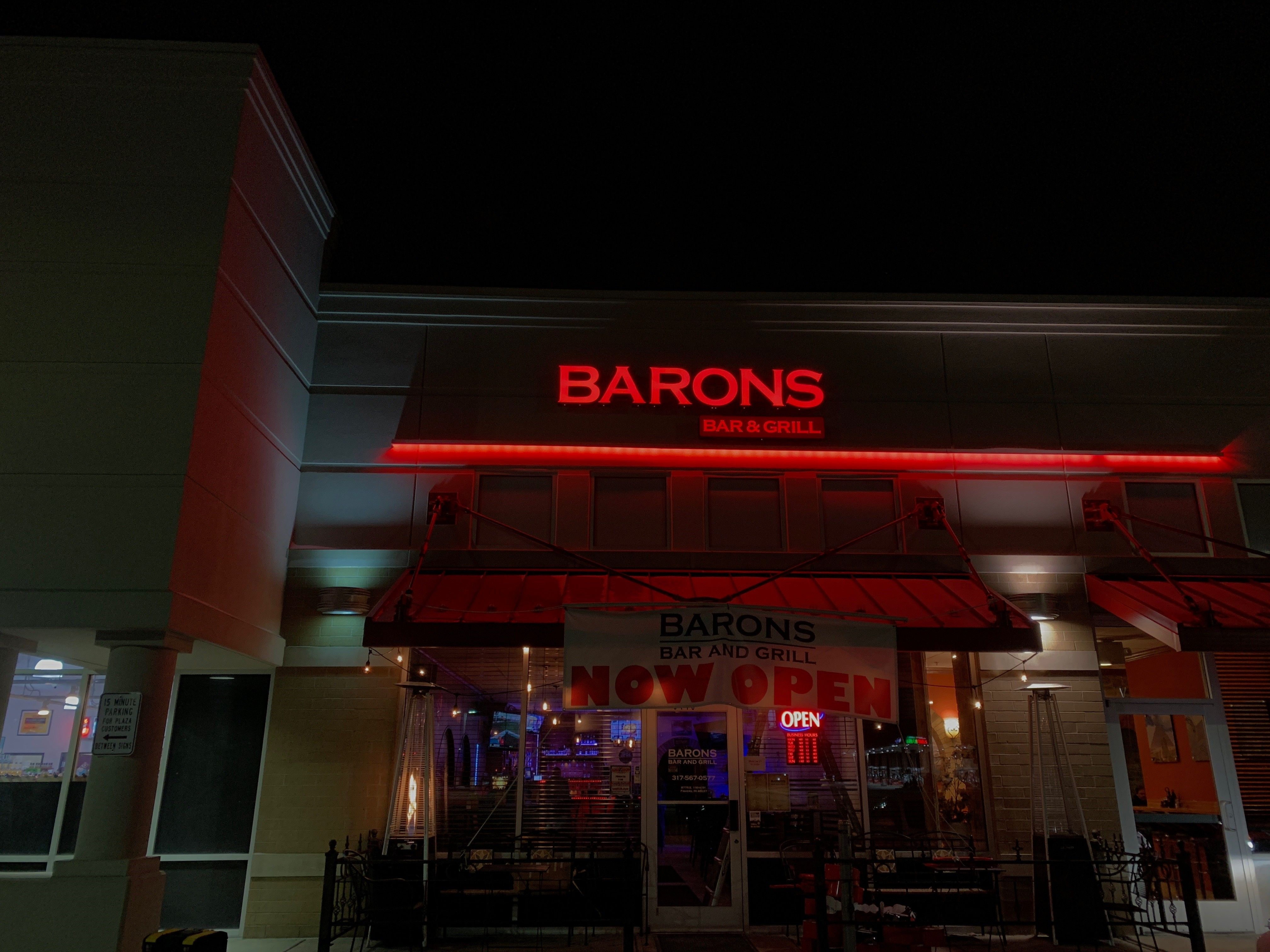 Illuminated Building Sign / Channel Letters for Barons Bar&Grill in Fisfers IN