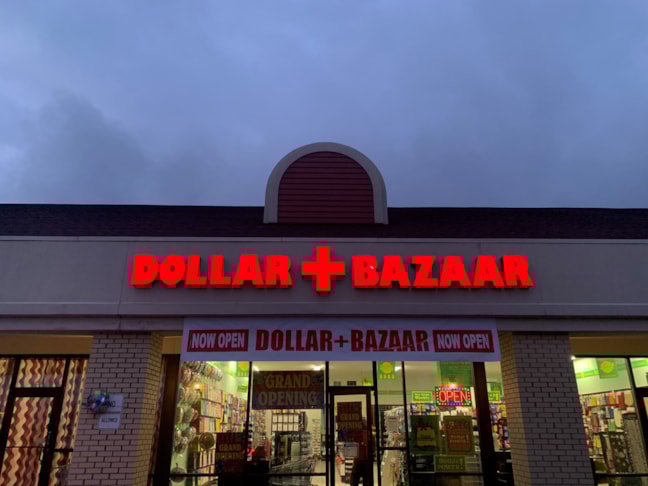 Illuminated Building Sign / Channel Letters for Dollar Bazar in Greenwood IN