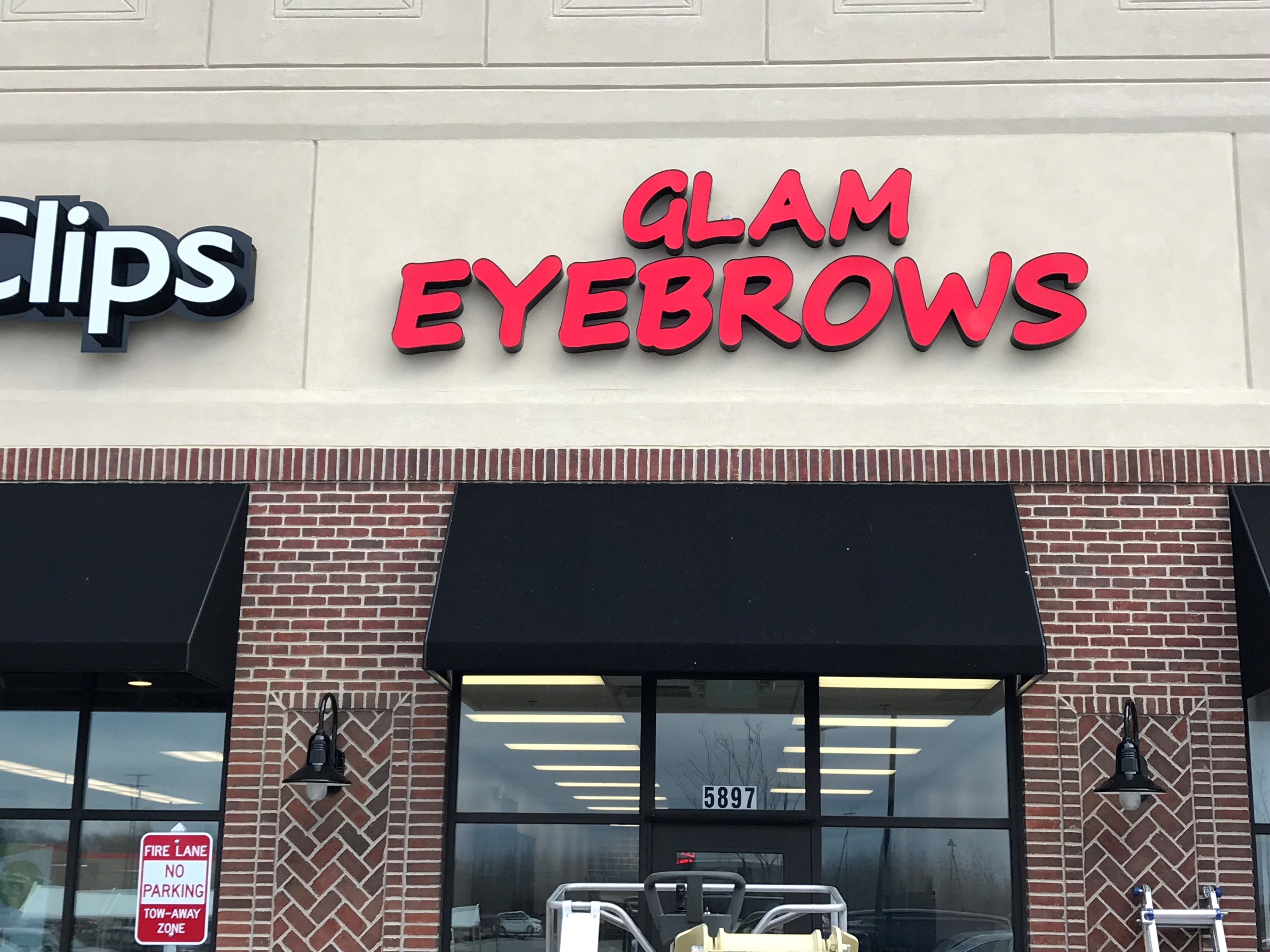Building Sign, Channel Letters, Illuminated for Glam Eyebrows in Greenwood IN