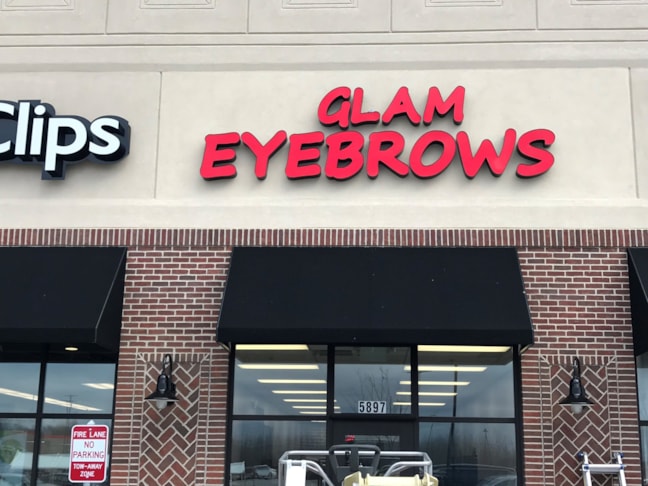 Building Sign, Channel Letters, Illuminated for Glam Eyebrows in Greenwood IN