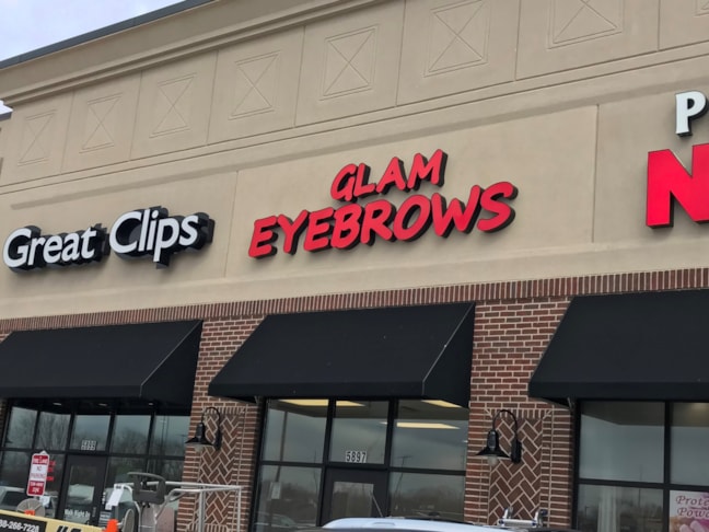 Building Sign, Channel Letters, Illuminated for Glam Eyebrows in Greenwood IN