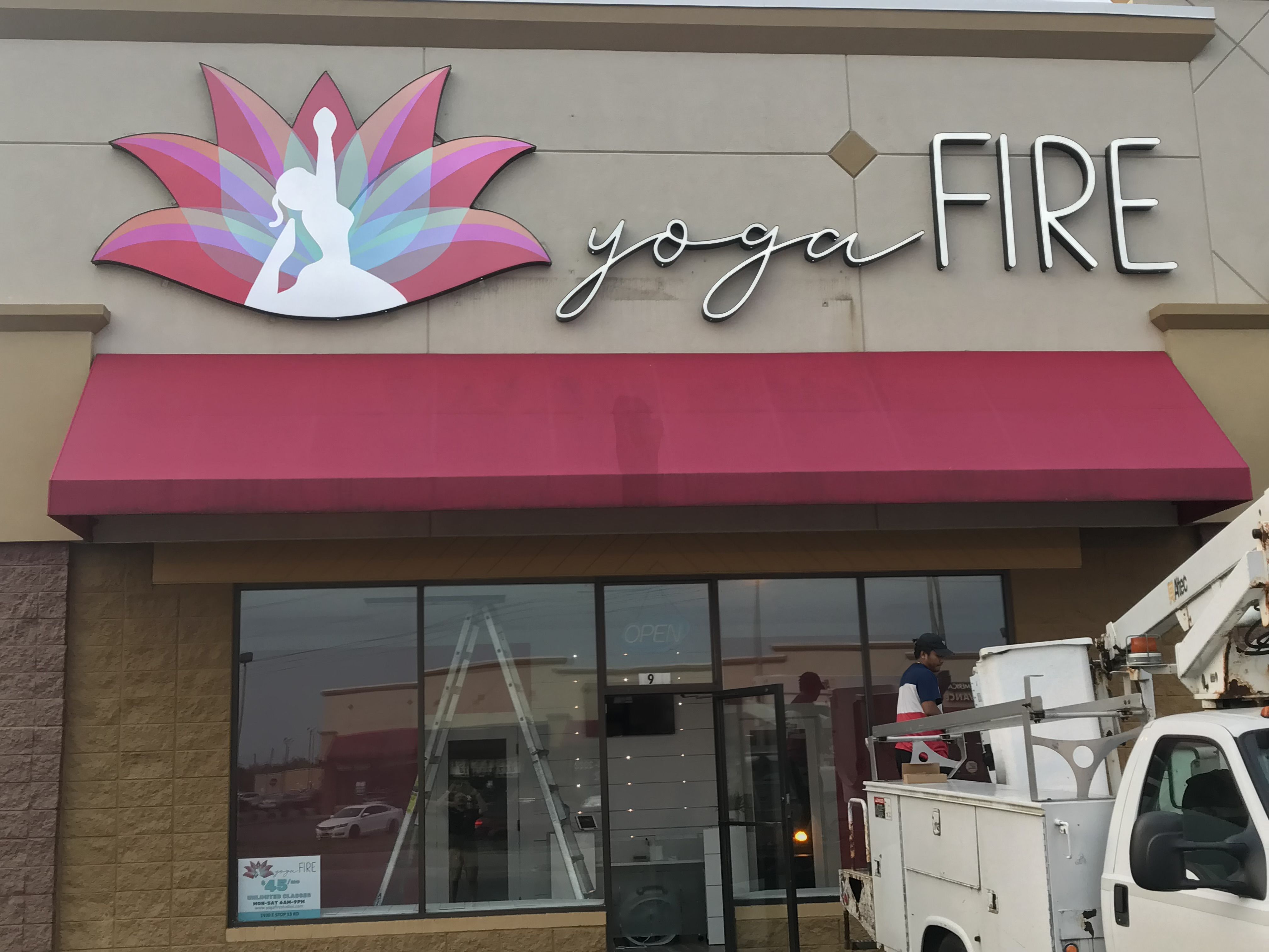 LED  Illuminated Channel Letters for Yoga Fire in Greenwood IN