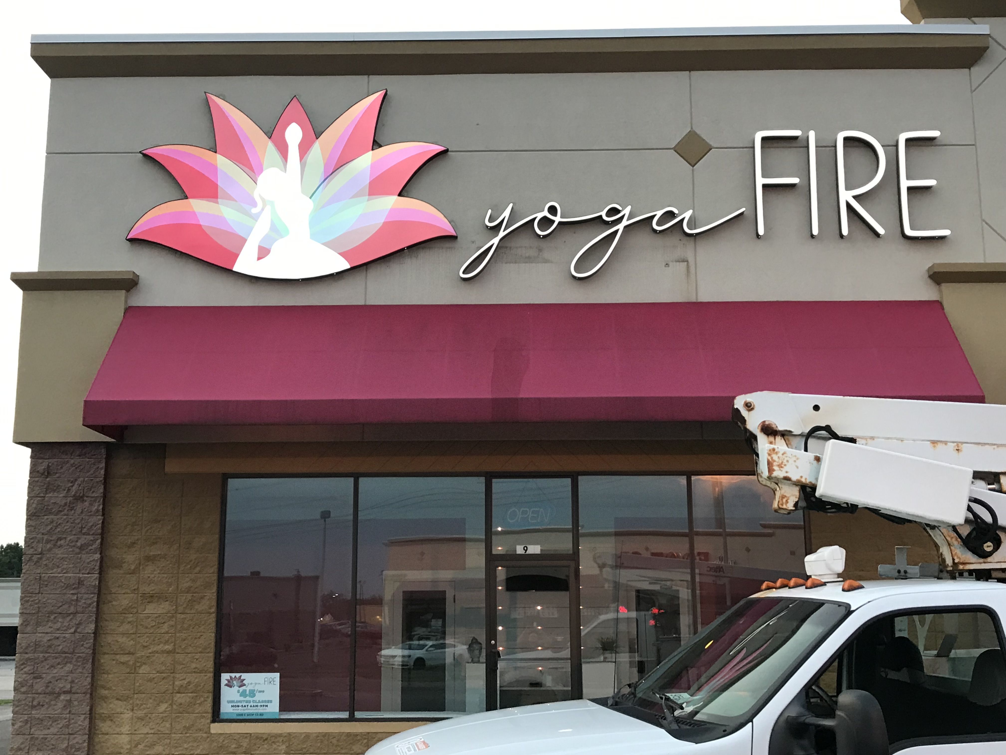 LED  Illuminated Channel Letters for Yoga Fire in Greenwood IN