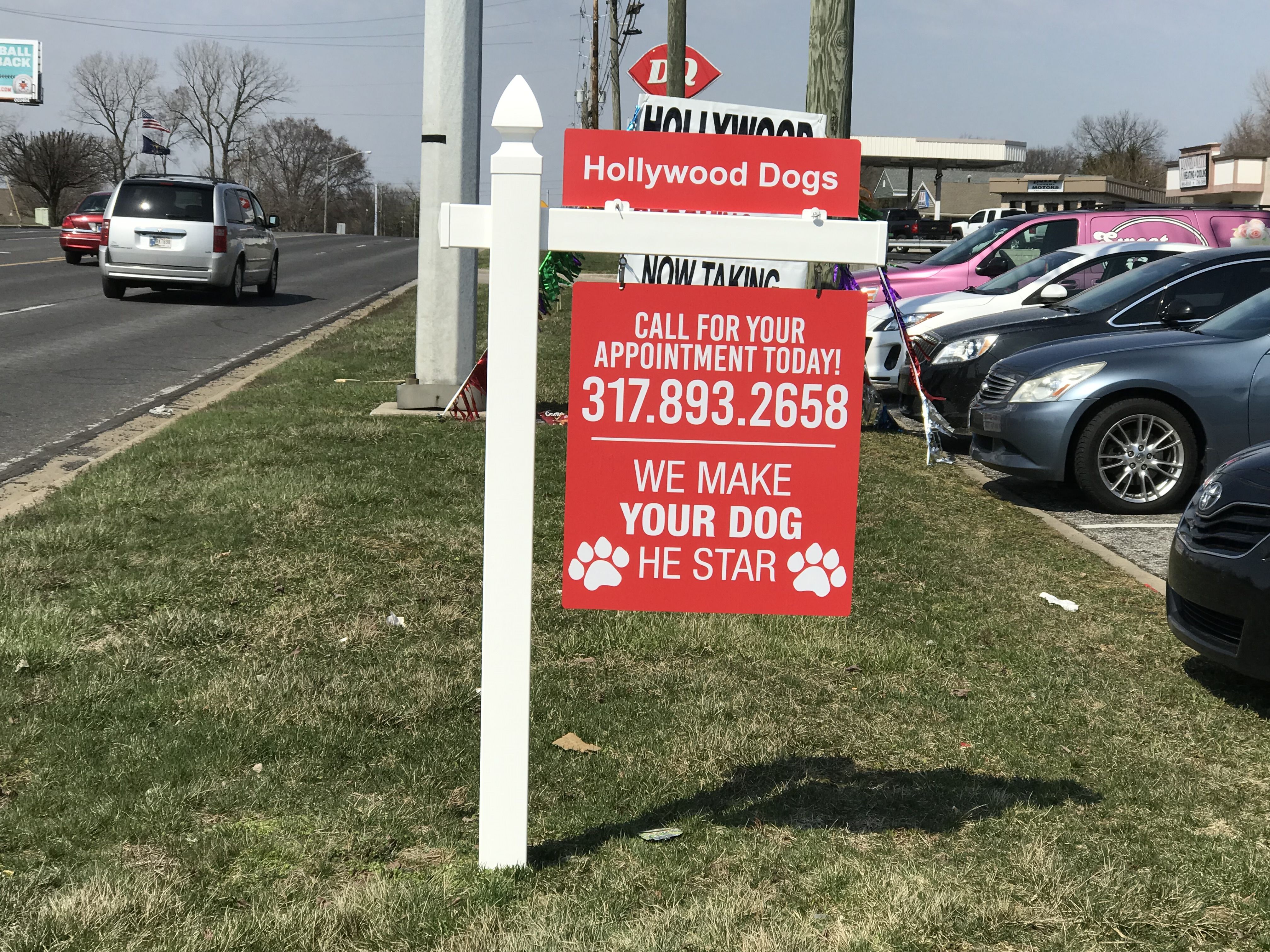 Yard Sign for Hollywood Dogs in Indianapolis IN