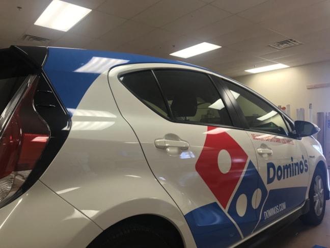 Partial Vehicle Wrap for Dominos Team Terre Haute IN