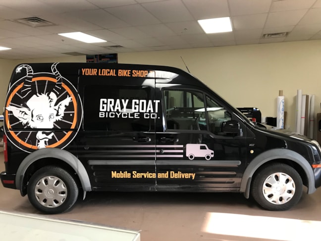 Partial Vehicle Wrap for Gray Goat Bicycle in Indianapolis IN