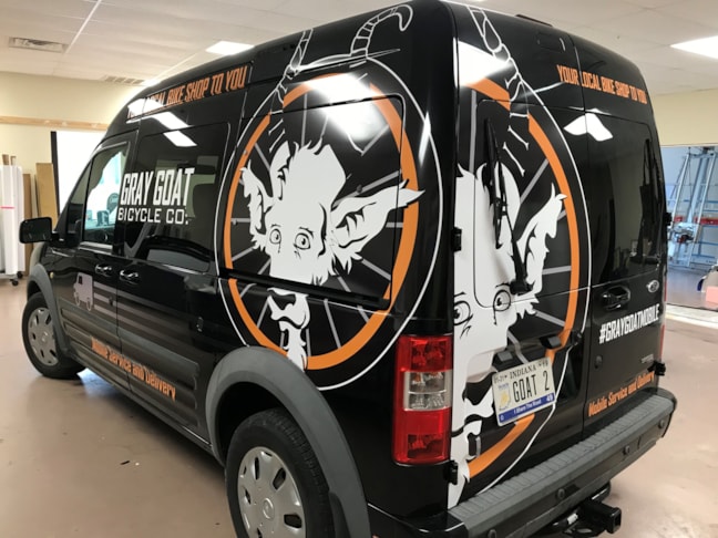 Partial Vehicle Wrap for Gray Goat Bicycle in Indianapolis IN