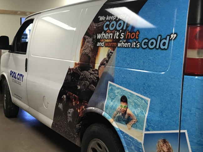 Partial Van Wrap for Pool City in Greenwood IN
