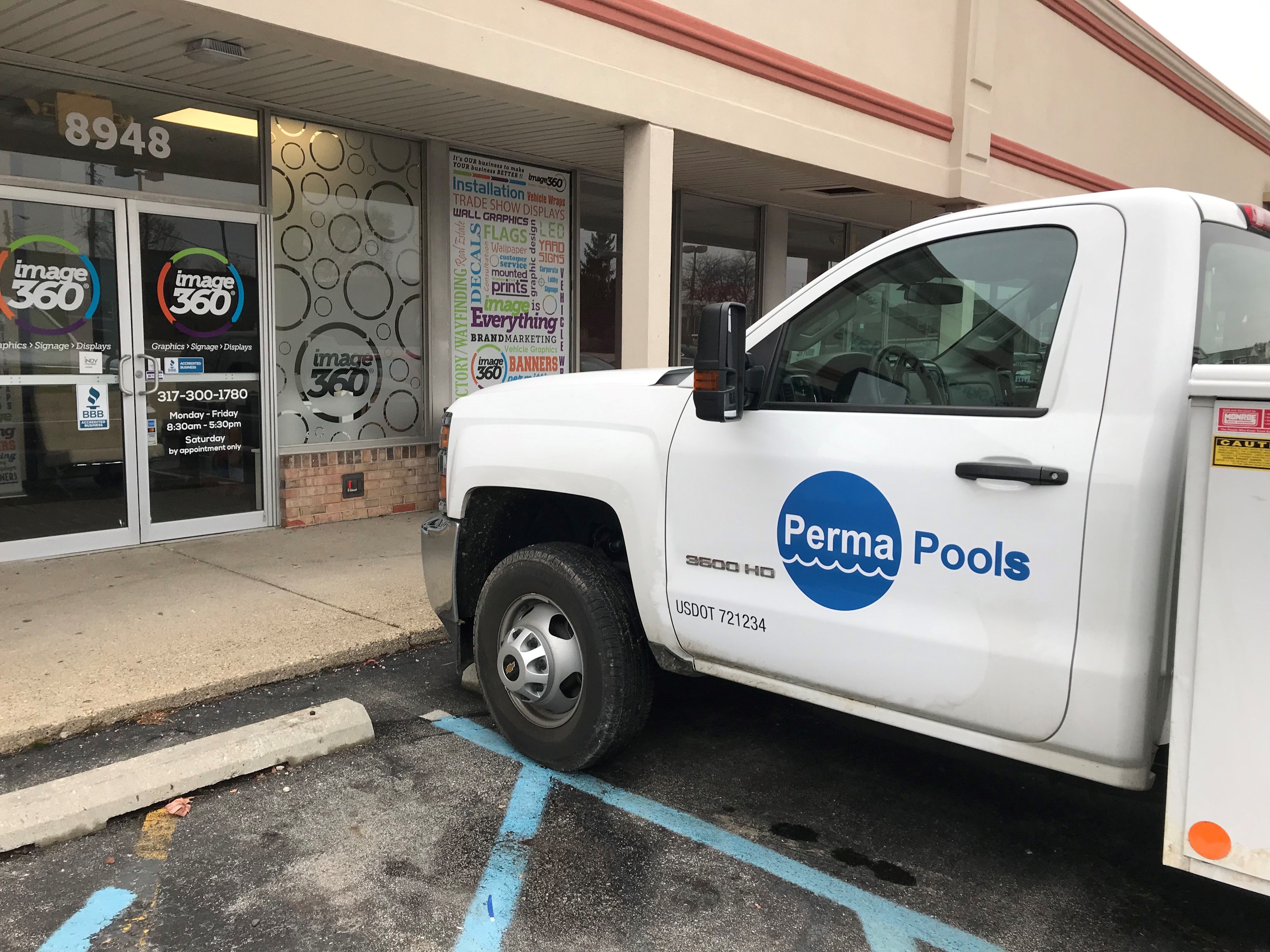 Decal installation for Perma Pools in Indianapolis,IN