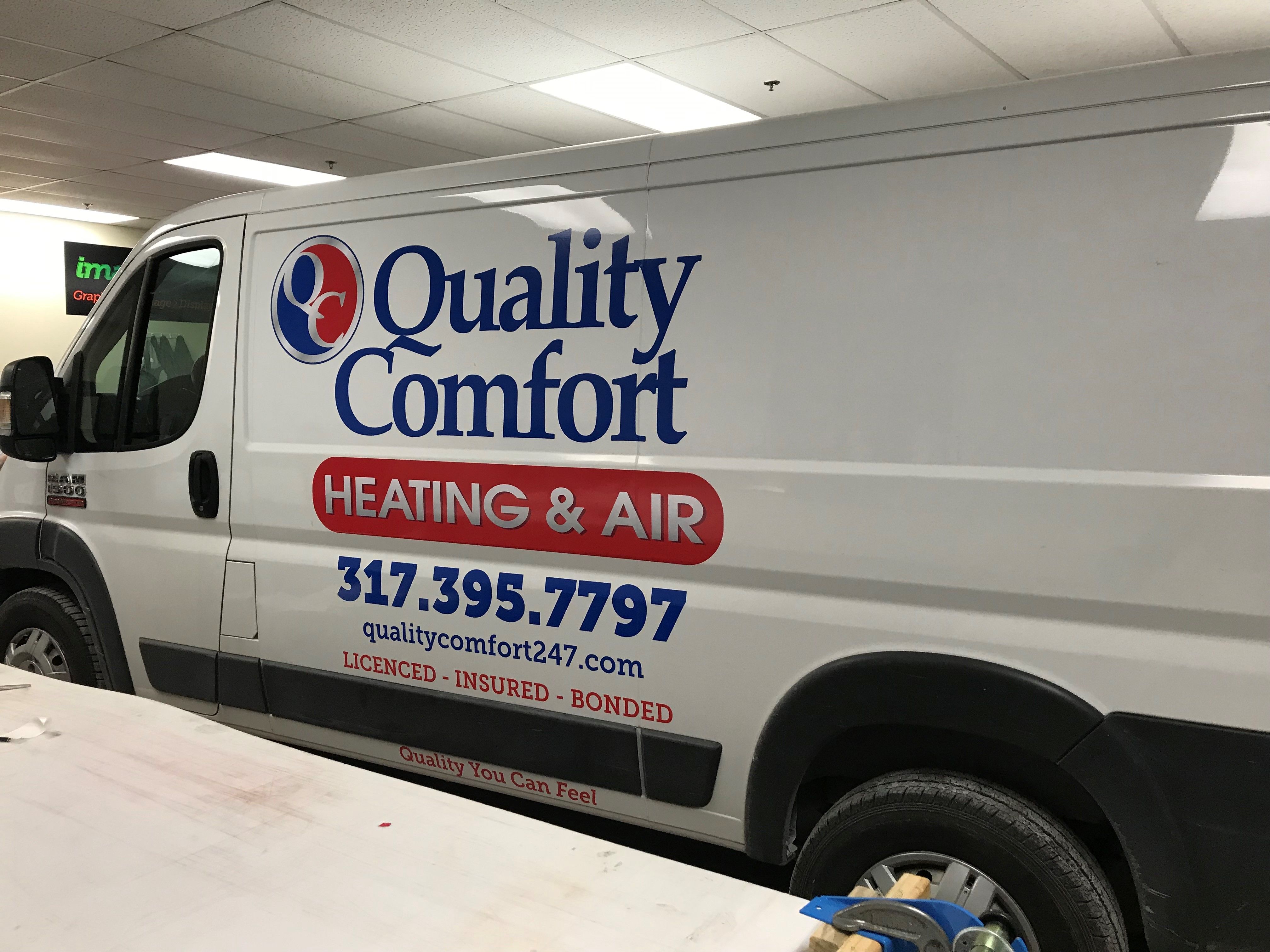 Partial Vehicle Wrap for Quality Comfort Heating and Air in Indianapolis IN