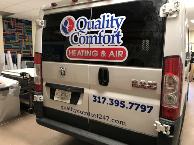 Partial Vehicle Wrap for Quality Comfort Heating and Air in Indianapolis IN