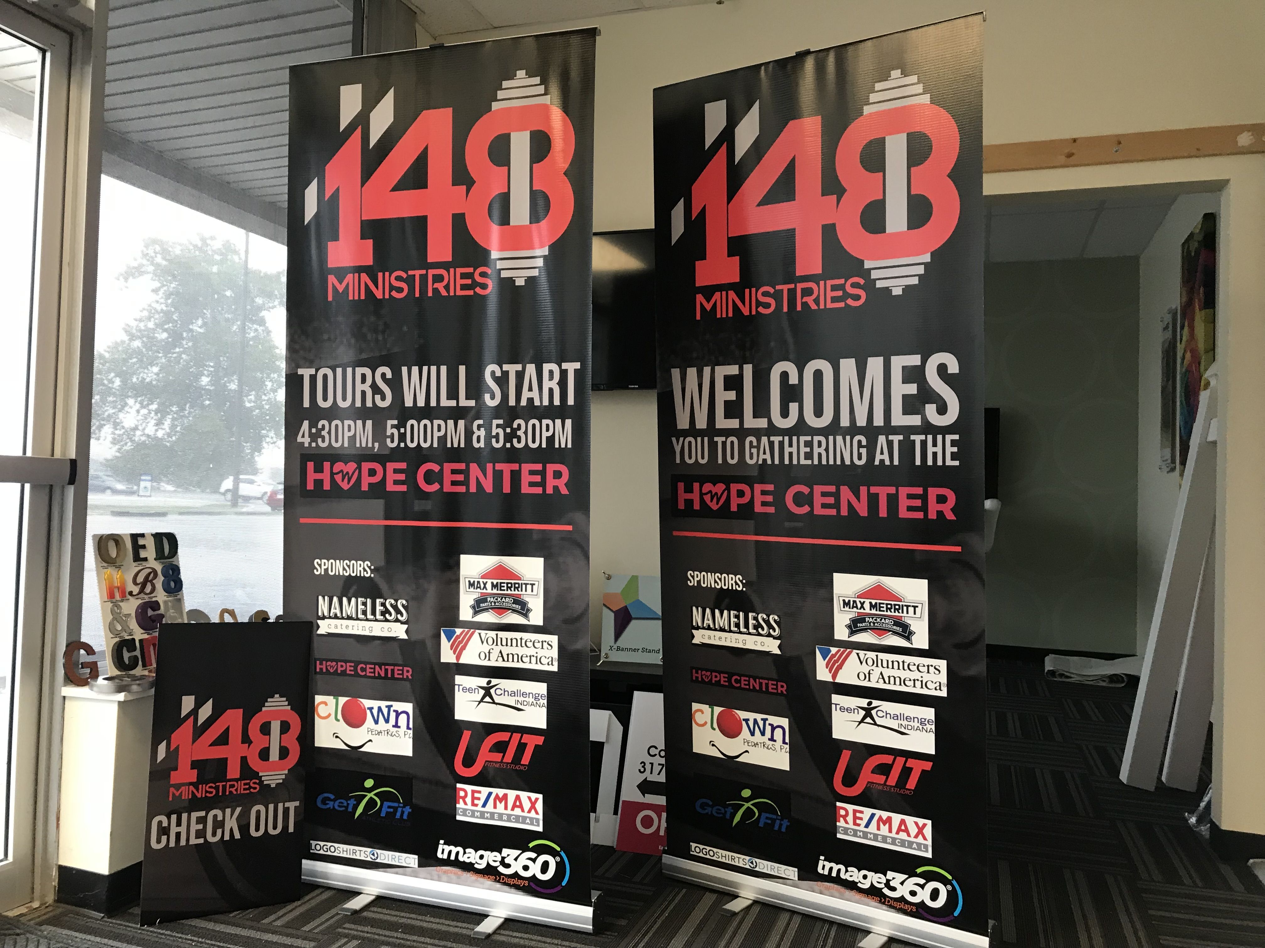 Pop-up Banner for 148 Ministries  in Indianapolis