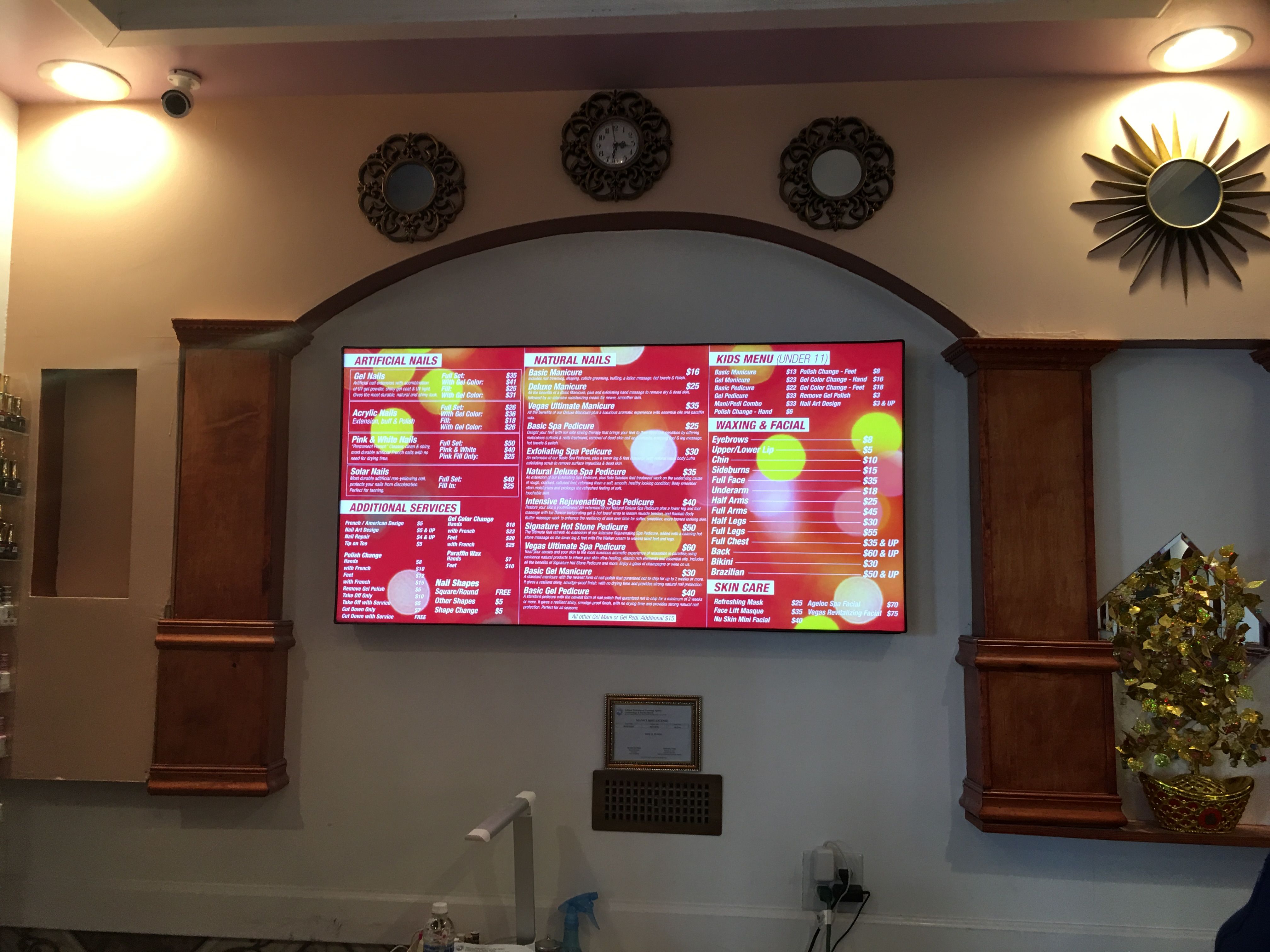 LED Lighted Price List / Sign Cabinet for Vegas Nail in Indianapolis, IN