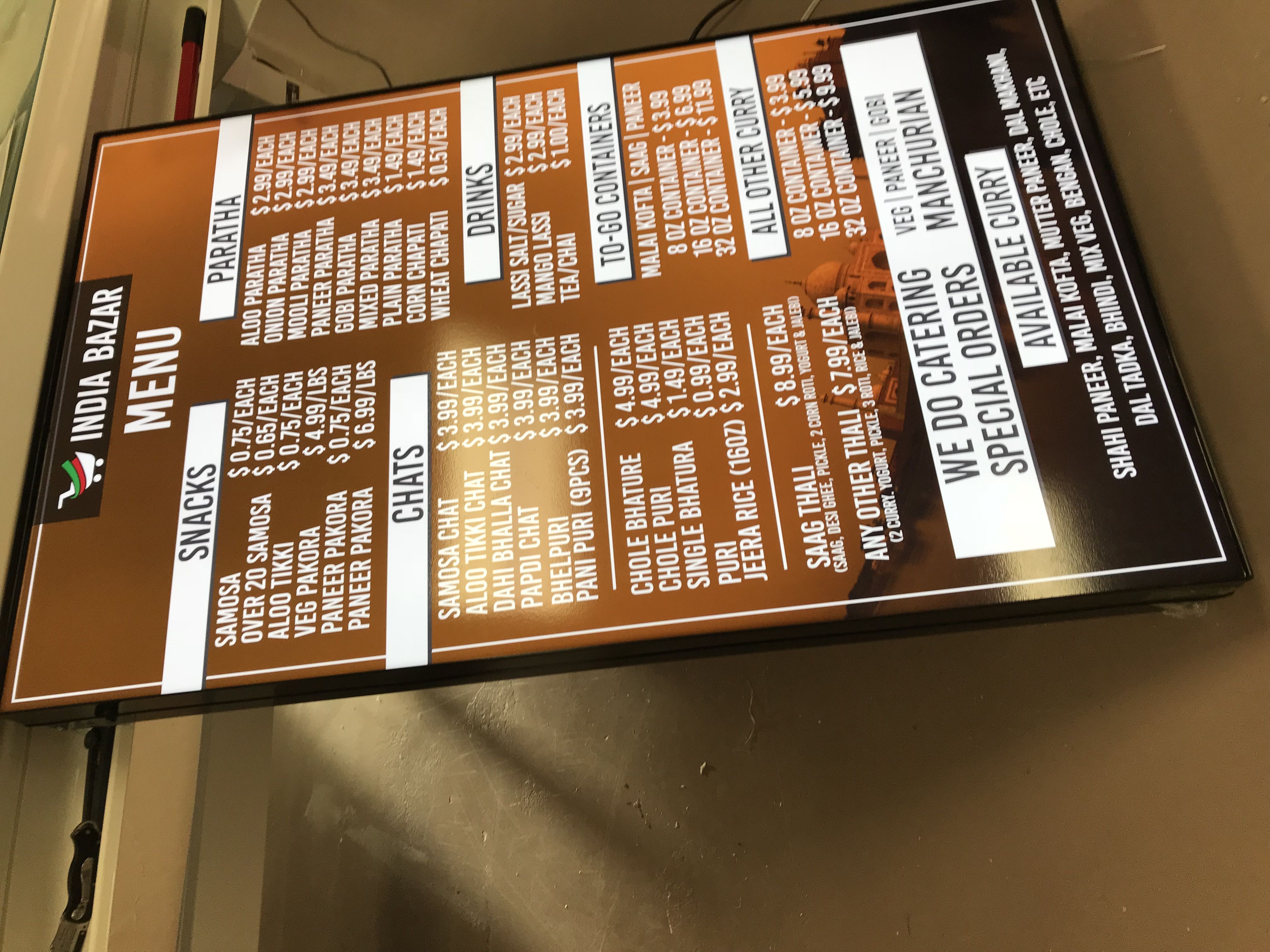 LED Lighted Cabinet Sign for India Bazar in Indianapolis,IN