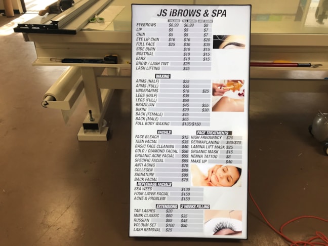 LED Lighted Cabinet Sign JS ibrow & spa in Indianapolis,IN