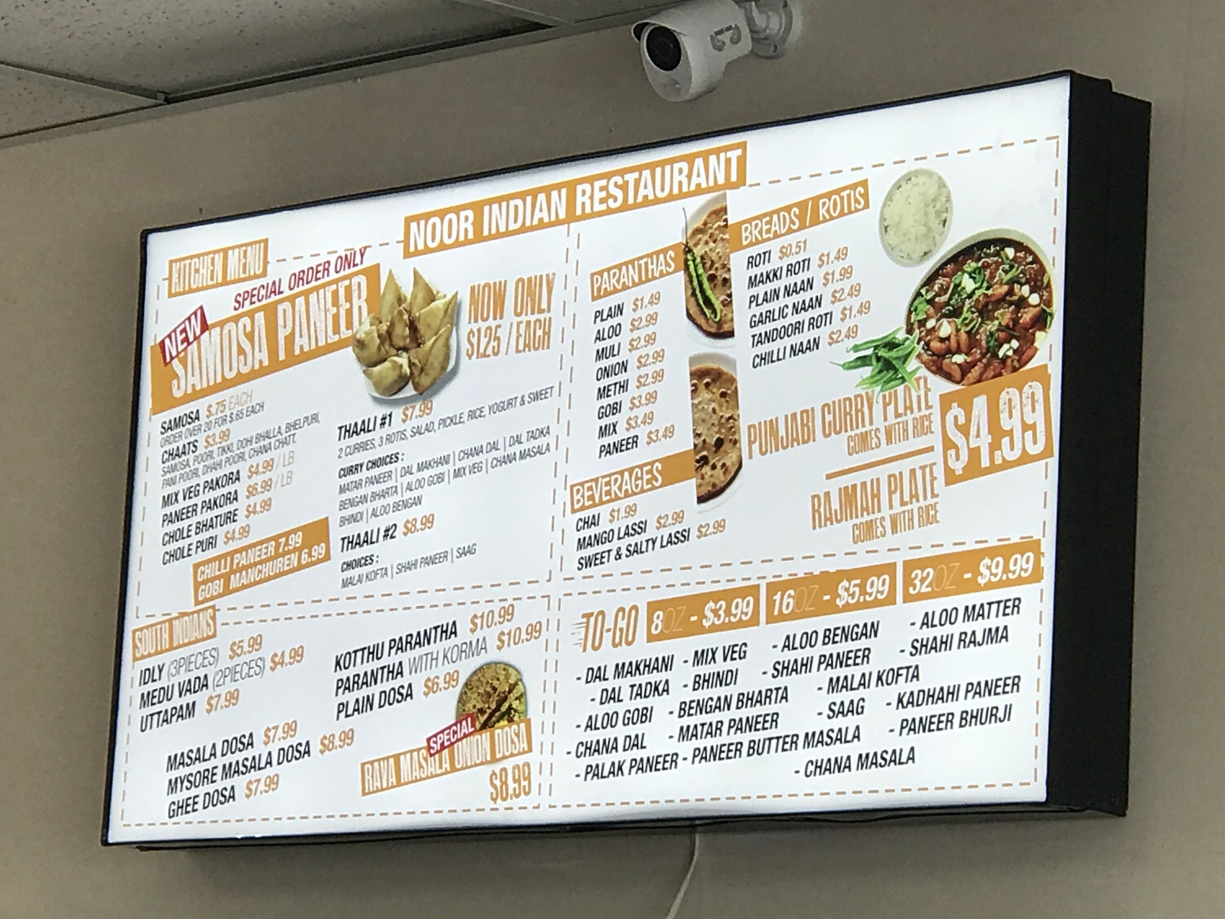 LED Lighted Price List Cabinet for Noor Indian Restaurant in Indianapolis,IN