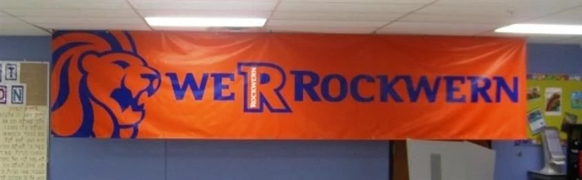 Creating a new brand? We can help with custom banners. (Banner by Signs Now Cincinnati for Rockwern Adacemy, Cincinnati, OH)