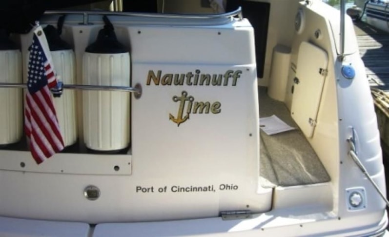 24 karat gold leaf vinyl adds a touch of class to any project.  (Cut vinyl by Signs Now Cincinnati, Port of Cincinnati, OH)